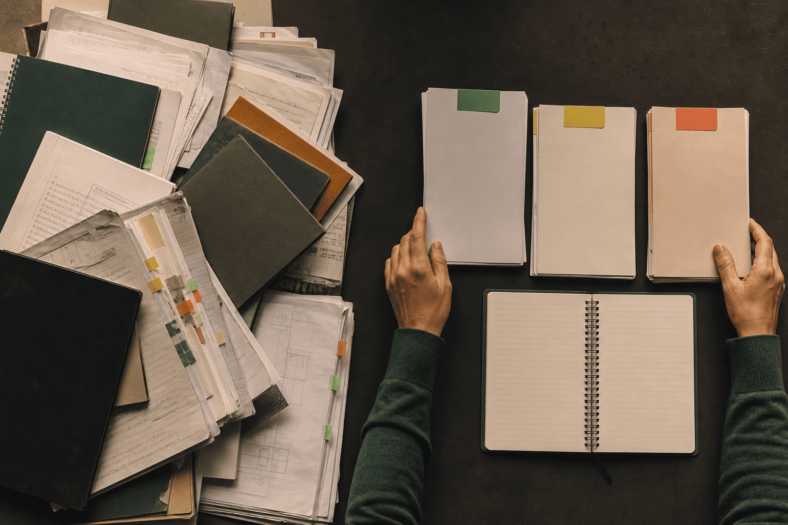 Docente con experiencia organiza materiales de estudio para su proceso de ascenso y reubicación